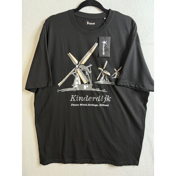 Kinderdijk Graphic T-Shirt Men's 3XL Windmill Holland Souvenir Tee NWT - Picture 1 of 10